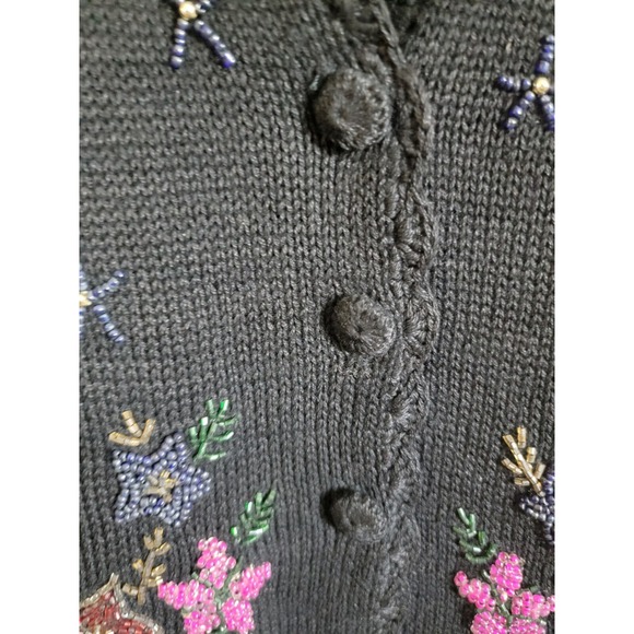 Studio Collections Patchwork‎ Beaded Cotton Vest Buttons Flowers Size Medium NWT - Picture 3 of 6